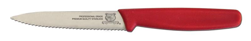 4-inch Wave Edge Paring Knife with Red Polypropylene Handle